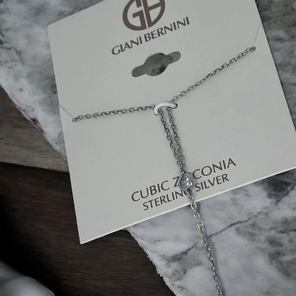 Sterling Silver Chain Drop CZ Necklace Star Pendant Chic Shiny Style Trendy NEW